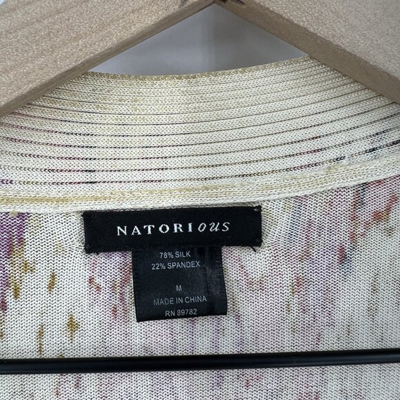 Natorious by Natori Multicolor Abstract Cardigan Kimono Style Top M Silk Spandex - Picture 4 of 5